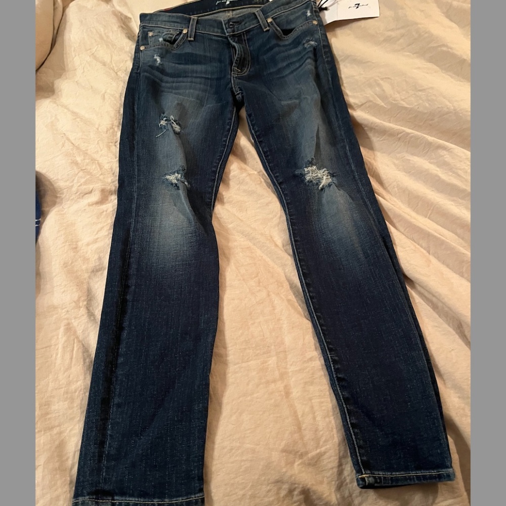 NWT Seven 7 For All Mankind skinny ankle jeans 23 32 destroy